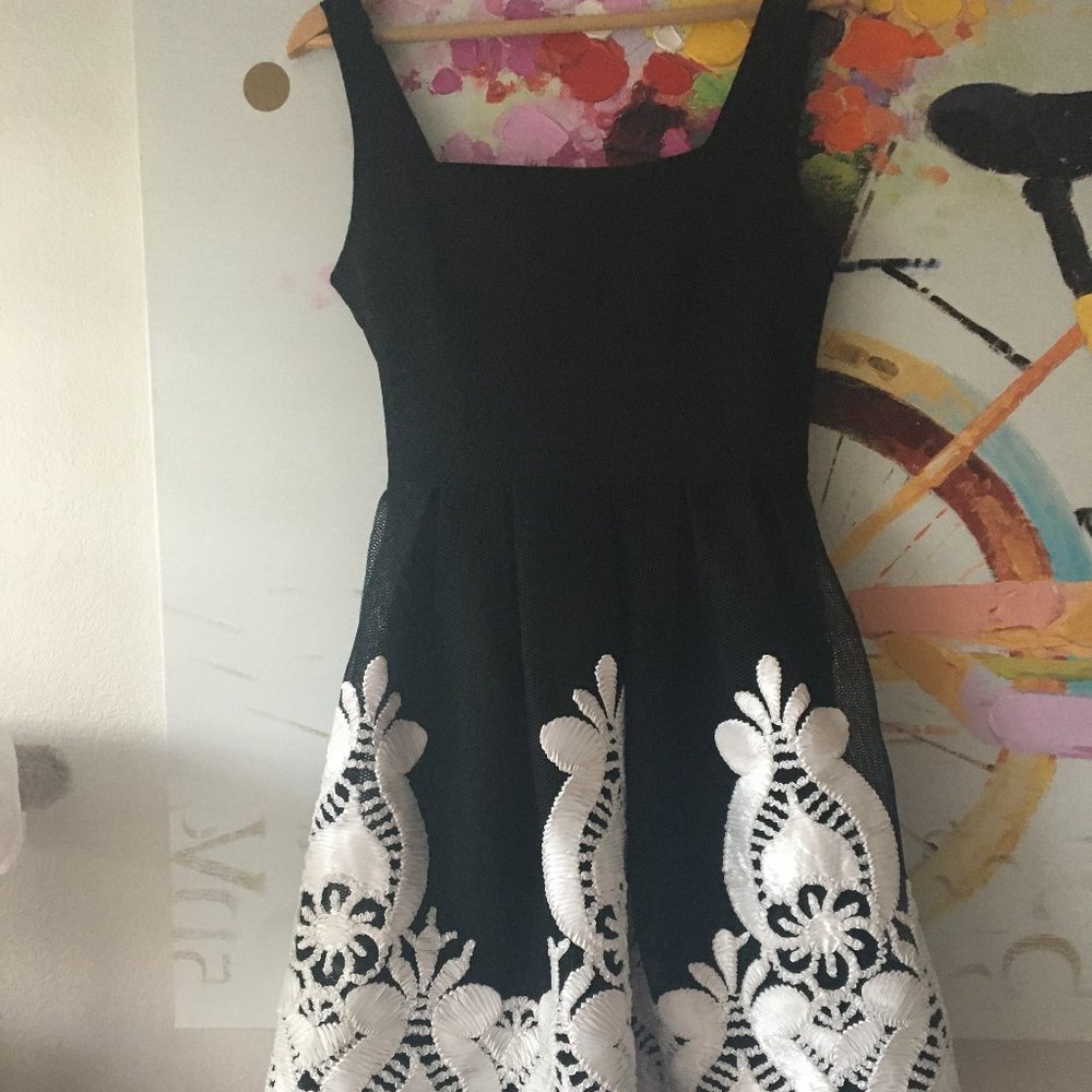 GRACIA Embroidered Mesh Midi Dress